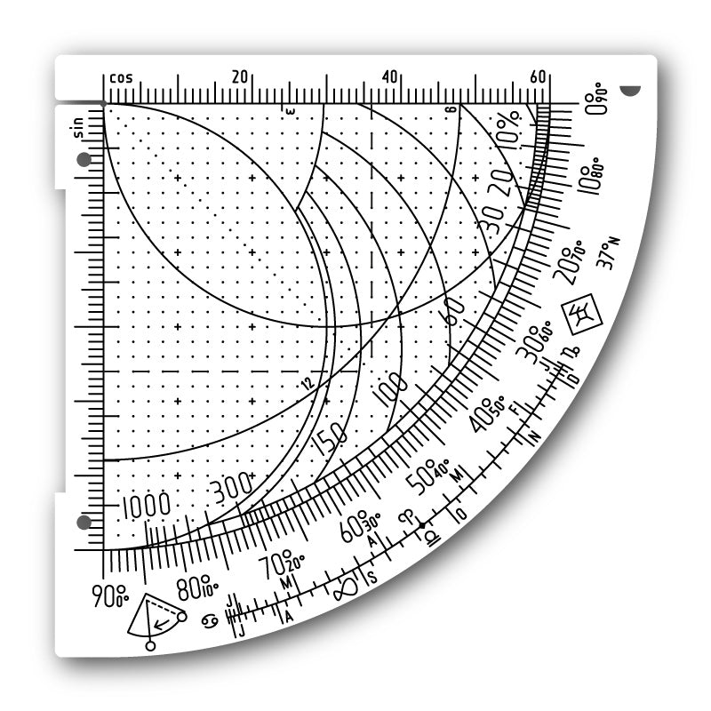 Wndsn Full Custom Latitude Horary Quadrant Telemeter (LHqTM) 8x6x500q90i35