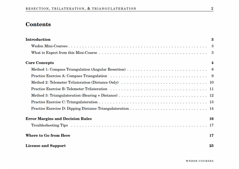 Wndsn Mini-Course: Navigation Primer on Resection, Trilateration, and Triangulateration