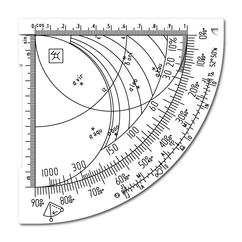 Wndsn Custom Latitude Horary Quadrant Telemeter (LHqTM) 8x6x500q90i35 High-Viz