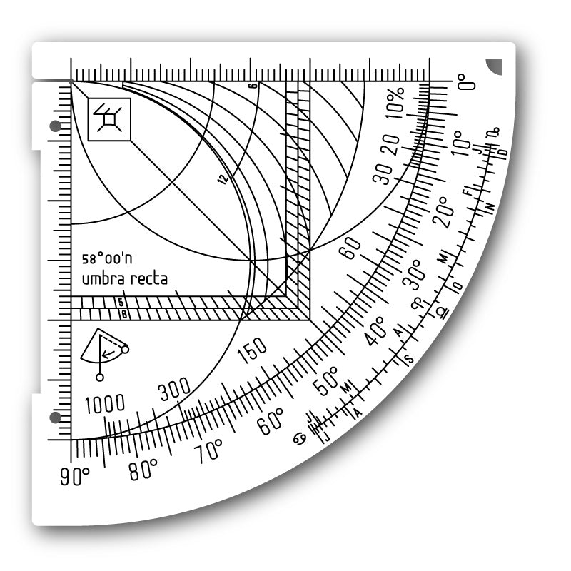 Wndsn Custom Latitude Horary Quadrant Telemeter (LHqTM) 8x6x500q90i35 High-Viz