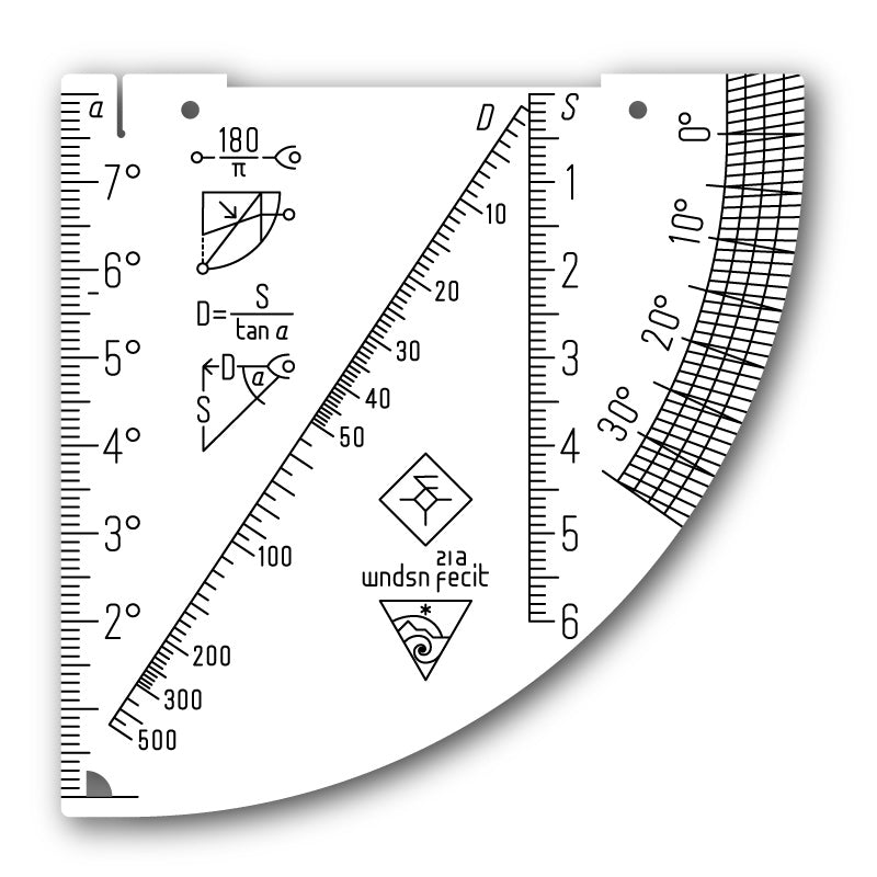 Wndsn Custom Latitude Horary Quadrant Telemeter (LHqTM) 8x6x500q90i35 High-Viz